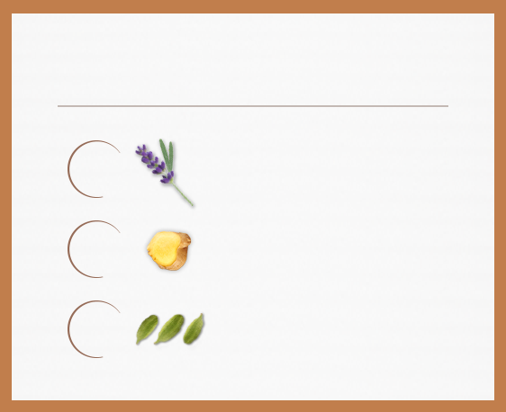 檸檬生薑溫養修護系列-舒緩放鬆、前調(薰衣草、依蘭、巴西檸檬)、中調(生薑萃取、葡萄柚)、後調(杉木、荳蔻)